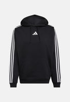 ADIDAS PERFORMANCE Essentials 3-Stripes Fleece Hoodie  felpa con cappuccio Black/White nera e bianca uomo. KY6602 . ADIDAS PERFORMANCE 