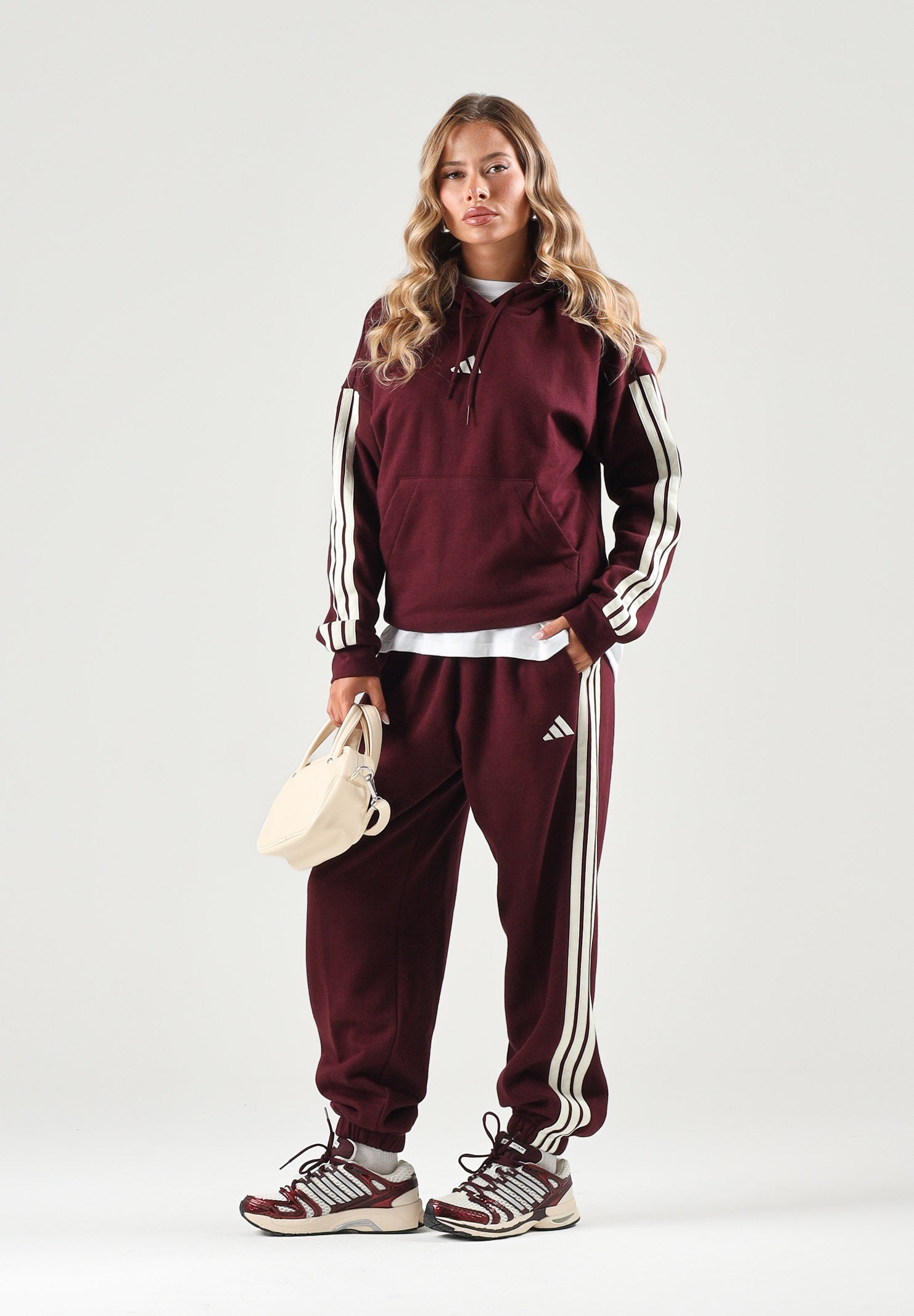 ADIDAS PERFORMANCE Pantaloni ESSENTIALS 3-STRIPES FLEECE bordeaux da donna KZ2081 . ADIDAS PERFORMANCE 