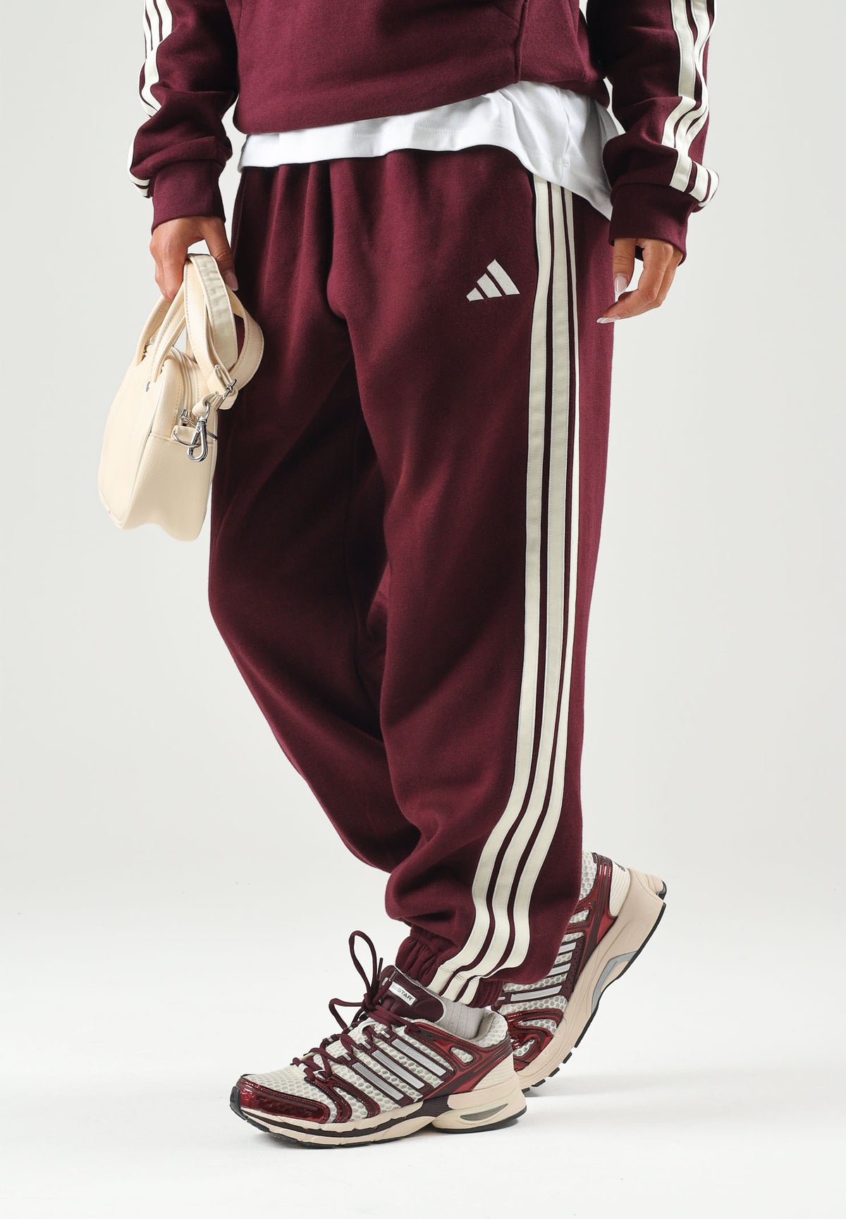 ADIDAS PERFORMANCE Pantaloni ESSENTIALS 3-STRIPES FLEECE bordeaux da donna KZ2081 . ADIDAS PERFORMANCE 