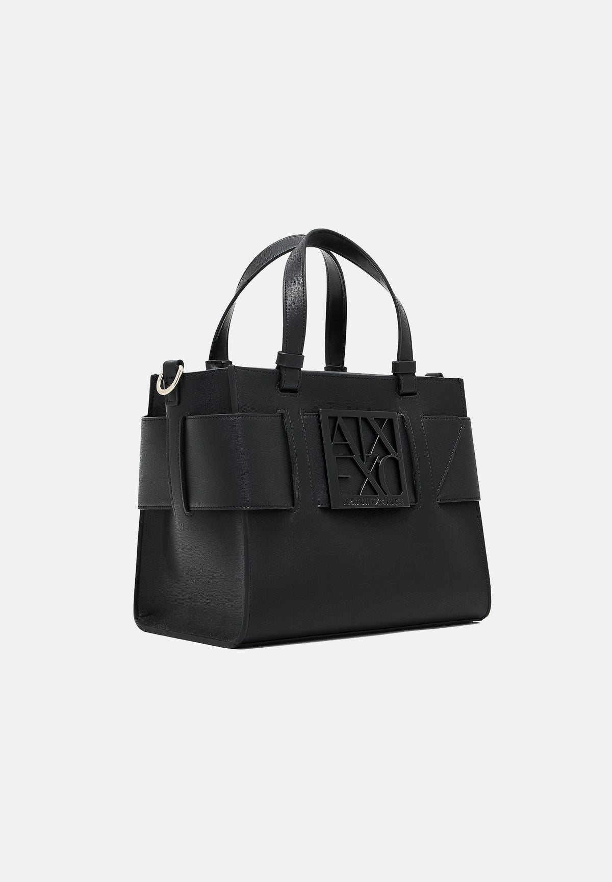 ARMANI EXCHANGE Shopper nero-limousine per donna con manici corti e maxi logo applicato. 9426900A874 00020 ARMANI EXCHANGE 