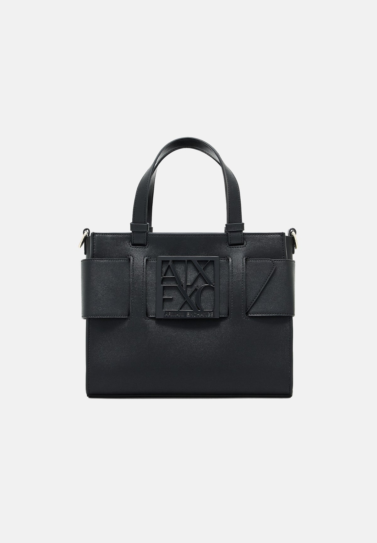 ARMANI EXCHANGE Shopper nero-limousine per donna con manici corti e maxi logo applicato. 9426900A874 00020 ARMANI EXCHANGE 