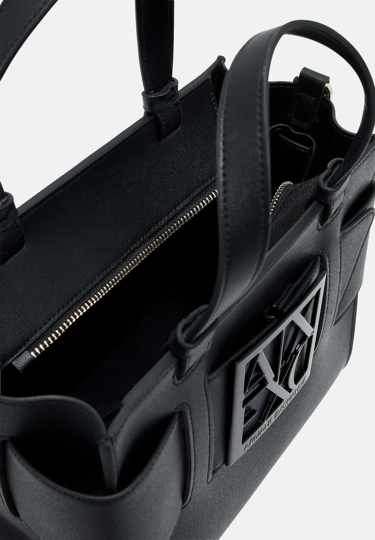 ARMANI EXCHANGE Shopper nero-limousine per donna con manici corti e maxi logo applicato. 9426900A874 00020 ARMANI EXCHANGE 