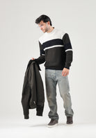 ARMANI EXCHANGE Maglione girocollo COLORBLOCK nero-panna per uomo con motivo a righe orizzontali XM002719AF13776 M8438 ARMANI EXCHANGE 