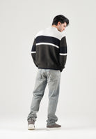 ARMANI EXCHANGE Maglione girocollo COLORBLOCK nero-panna per uomo con motivo a righe orizzontali XM002719AF13776 M8438 ARMANI EXCHANGE 