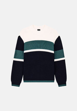 ARMANI EXCHANGE Maglione girocollo COLORBLOCK deep navy-blu per uomo con motivo a righe orizzontali XM002719AF13776 MB761 ARMANI EXCHANGE 