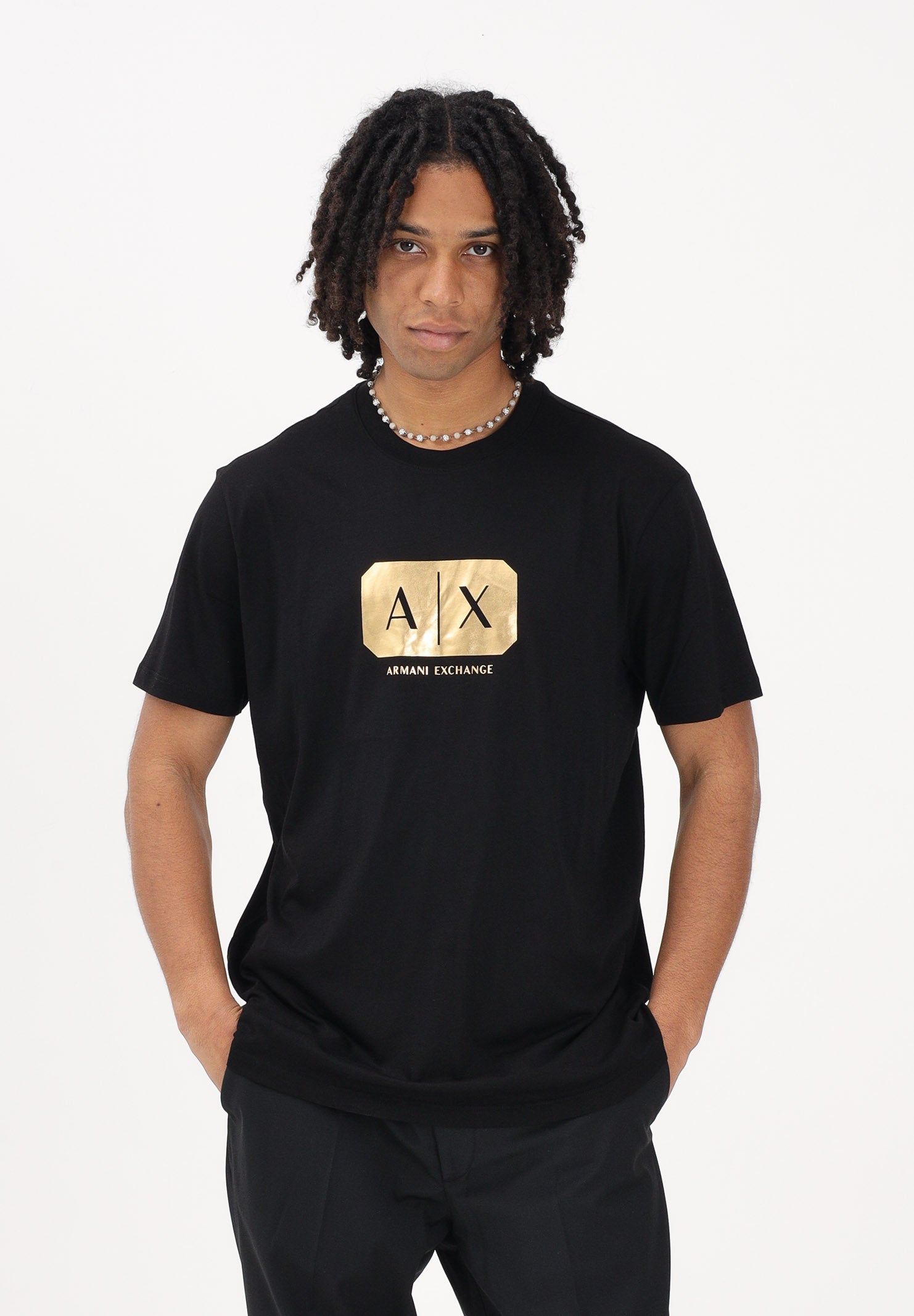 ARMANI EXCHANGE T-shirt a manica corta nera da uomo con stampa logo XM002826AF12308 UC001 ARMANI EXCHANGE 