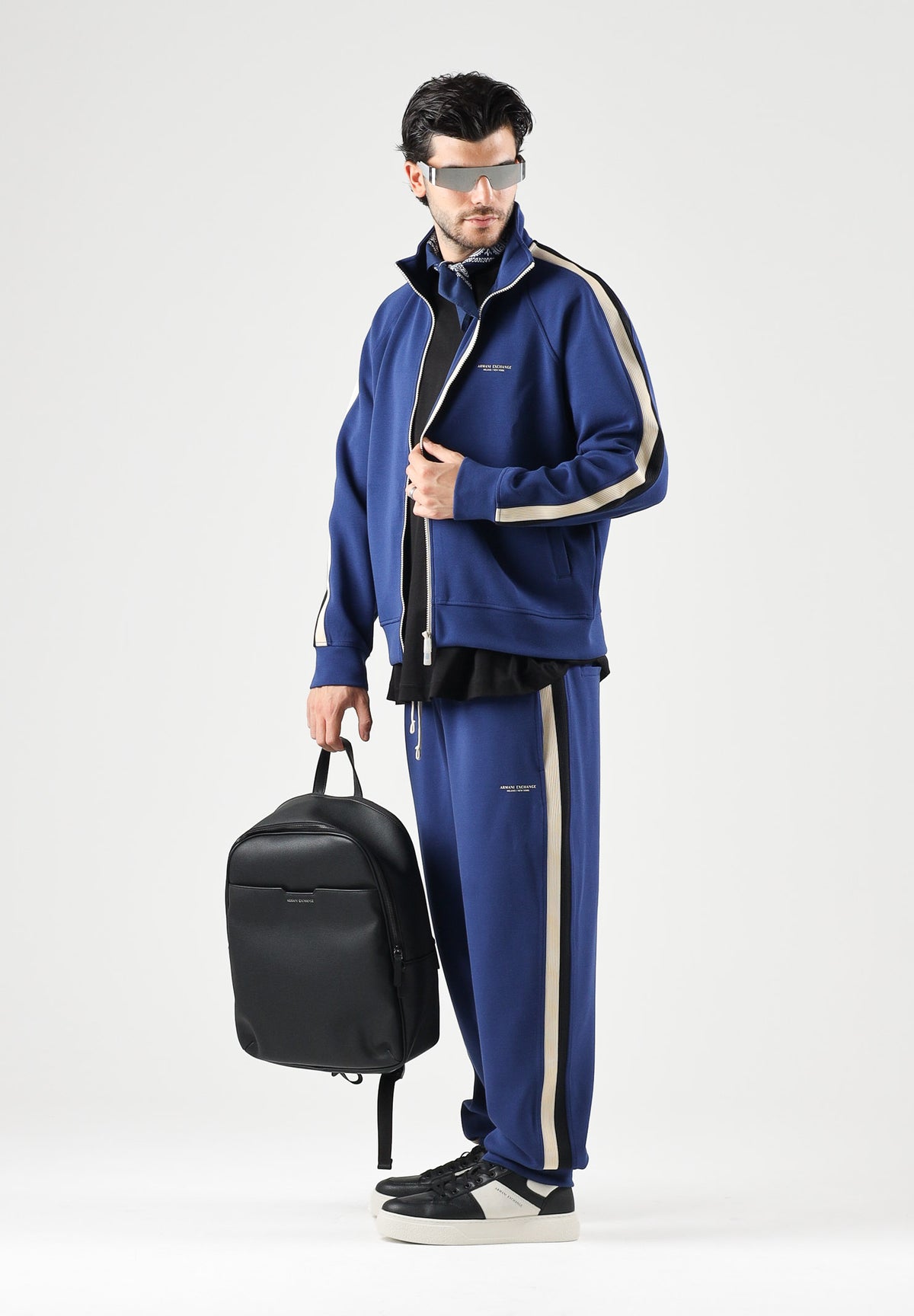 ARMANI EXCHANGE Felpa-cardigan con zip depths-blu  per uomo con mini logo laterale XM002892AF19936 UB095 ARMANI EXCHANGE 