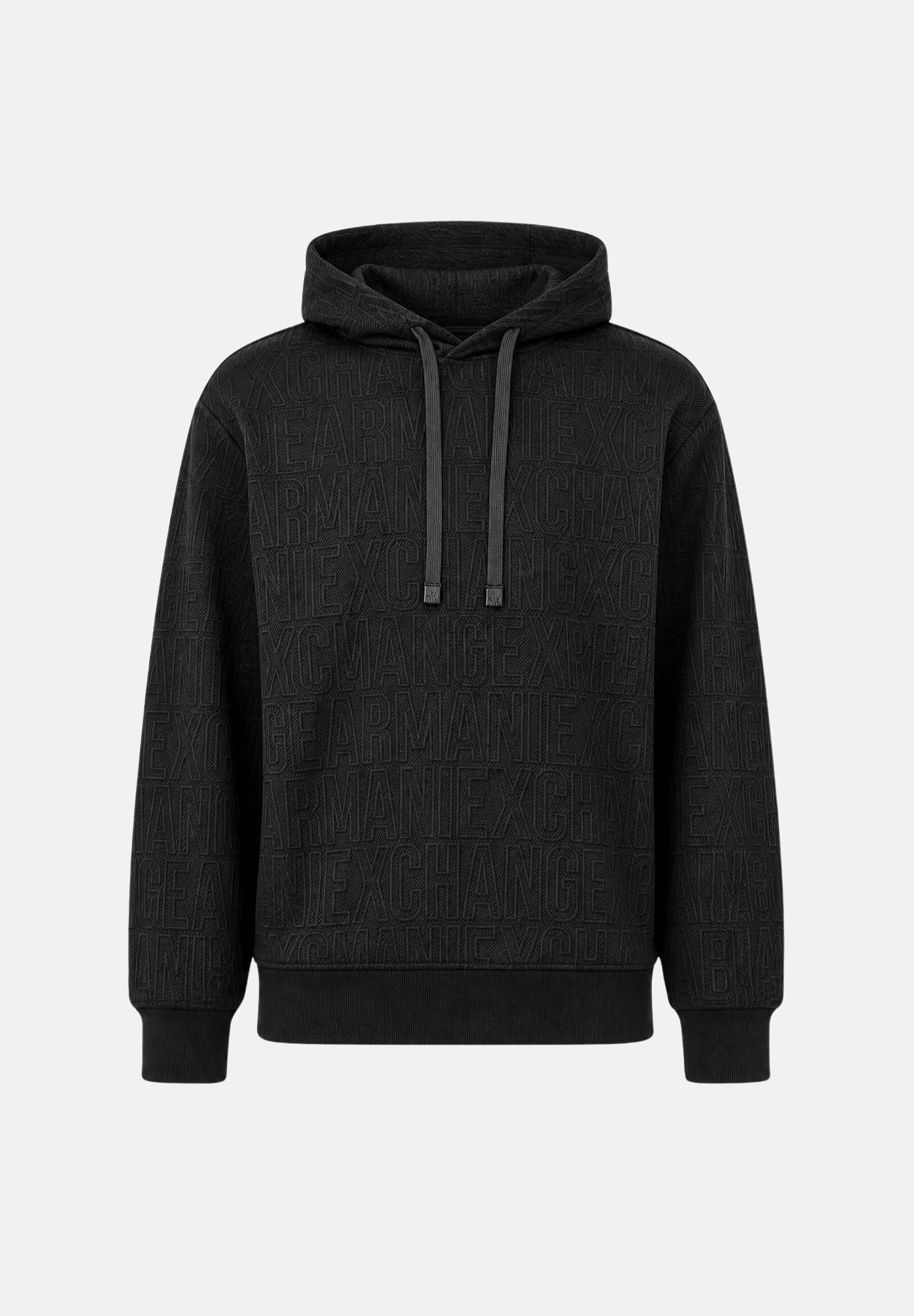ARMANI EXCHANGE Felpa con cappuccio nero per uomo con tasca a marsupio frontale XM002906AF21862 U8128 ARMANI EXCHANGE 