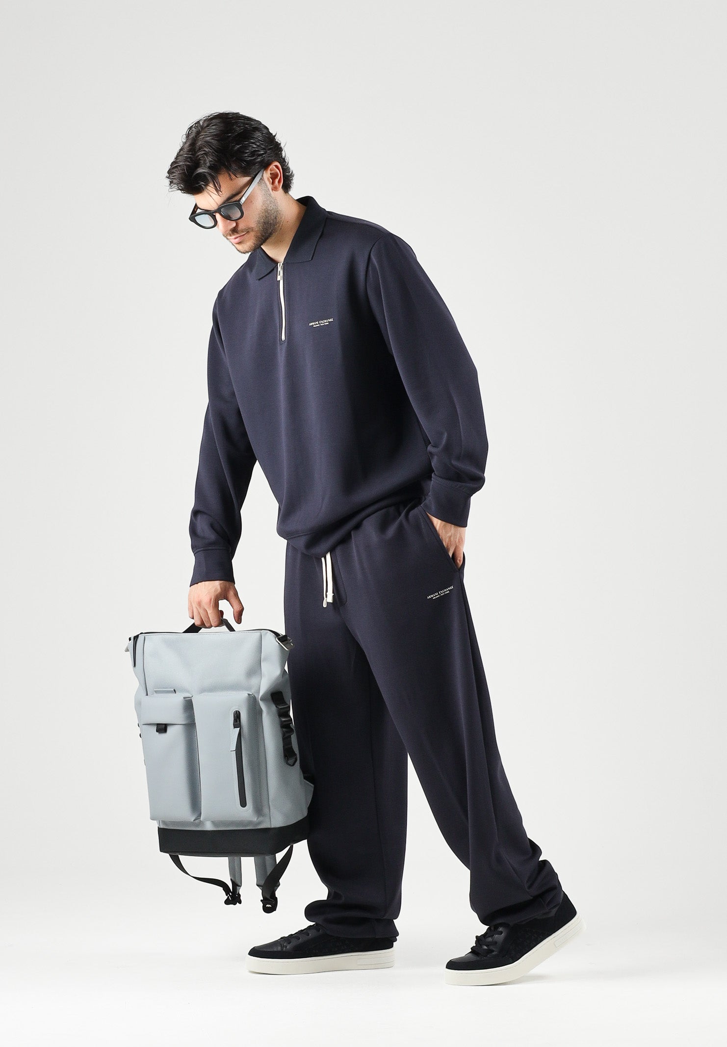 ARMANI EXCHANGE Felpa mezza zip deep navy per uomo con mini logo iconico XM002940AF19936 UB101 ARMANI EXCHANGE 