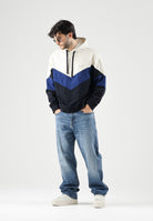 ARMANI EXCHANGE Felpa con cappuccio COLORBLOCK off white-bianca per uomo con motivo geometrico a V sul petto. XM002963AF20934 M0378 ARMANI EXCHANGE 