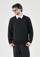 ARMANI EXCHANGE Maglione girocollo nero  da uomo con motivo texturizzato sul petto XM002986AF10454 UC001 ARMANI EXCHANGE 