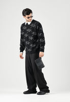 ARMANI EXCHANGE Maglione girocollo JACQUARD nero per uomo con grafica all-over. XM002992AF16916 FC357 ARMANI EXCHANGE 