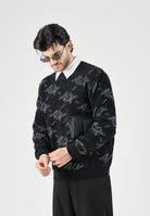 ARMANI EXCHANGE Maglione girocollo JACQUARD nero per uomo con grafica all-over. XM002992AF16916 FC357 ARMANI EXCHANGE 