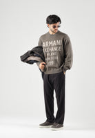 ARMANI EXCHANGE Maglione girocollo marrone per uomo con maxi scritta logo sul davanti. XM002994AF12930 U6125 ARMANI EXCHANGE 