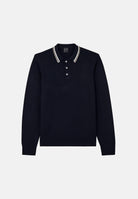 ARMANI EXCHANGE Polo a manica lunga deep navy per uomo con colletto a costine e chiusura a bottoni. XM002996AF13776 UB101 ARMANI EXCHANGE 