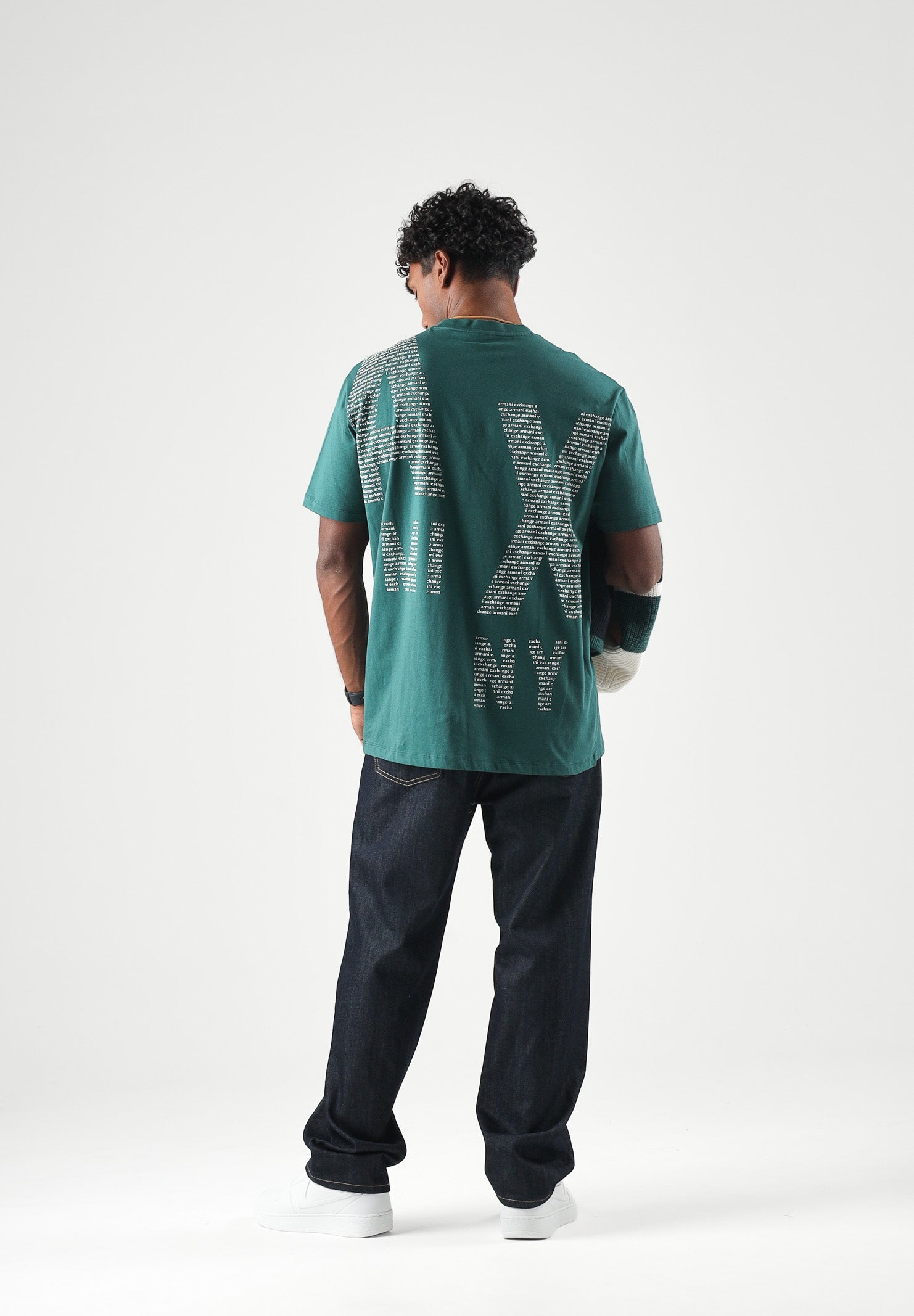 ARMANI EXCHANGE T-shirt EMBROIDERED june bug-verde per uomo con girocollo e piccolo logo ricamato. XM003113AF21323 U7330 ARMANI EXCHANGE 
