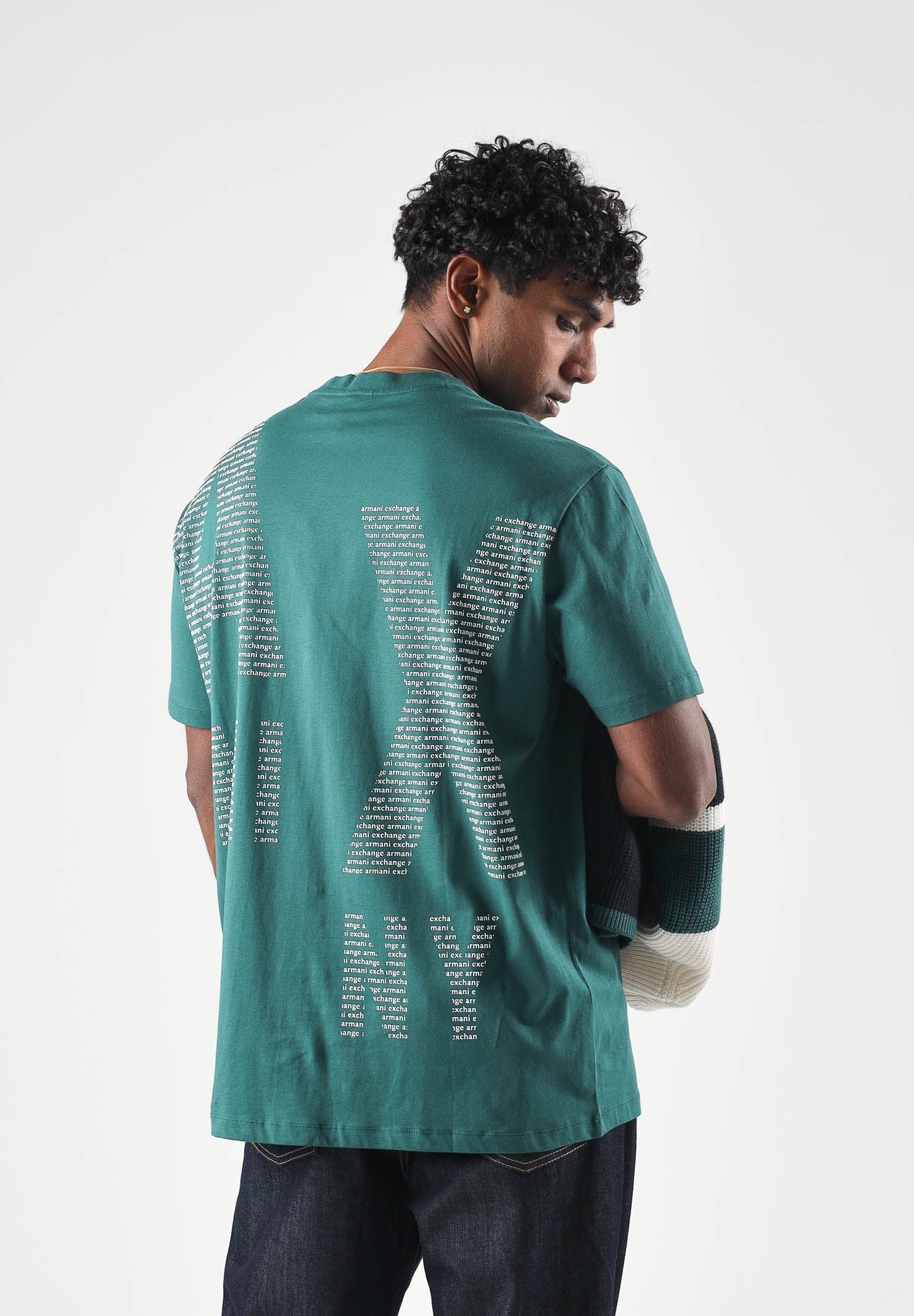 ARMANI EXCHANGE T-shirt EMBROIDERED june bug-verde per uomo con girocollo e piccolo logo ricamato. XM003113AF21323 U7330 ARMANI EXCHANGE 