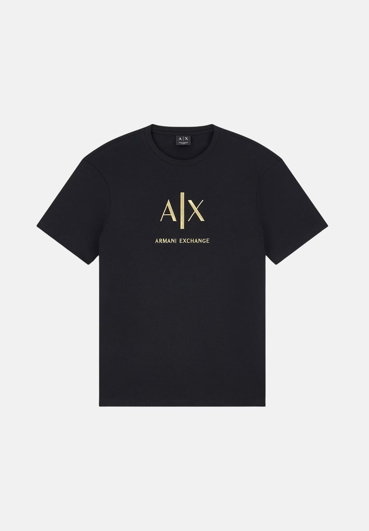 ARMANI EXCHANGE T-shirt  black per uomo con girocollo e maxi logo metallico sul petto. XM003114AF10356 UC001 ARMANI EXCHANGE 