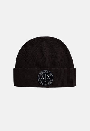 ARMANI EXCHANGE Berretto di lana marrone per uomo e donna con risvolto e patch circolare logata XM003123AF10348 U8128 ARMANI EXCHANGE 