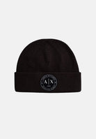 ARMANI EXCHANGE Berretto di lana marrone per uomo e donna con risvolto e patch circolare logata XM003123AF10348 U8128 ARMANI EXCHANGE 