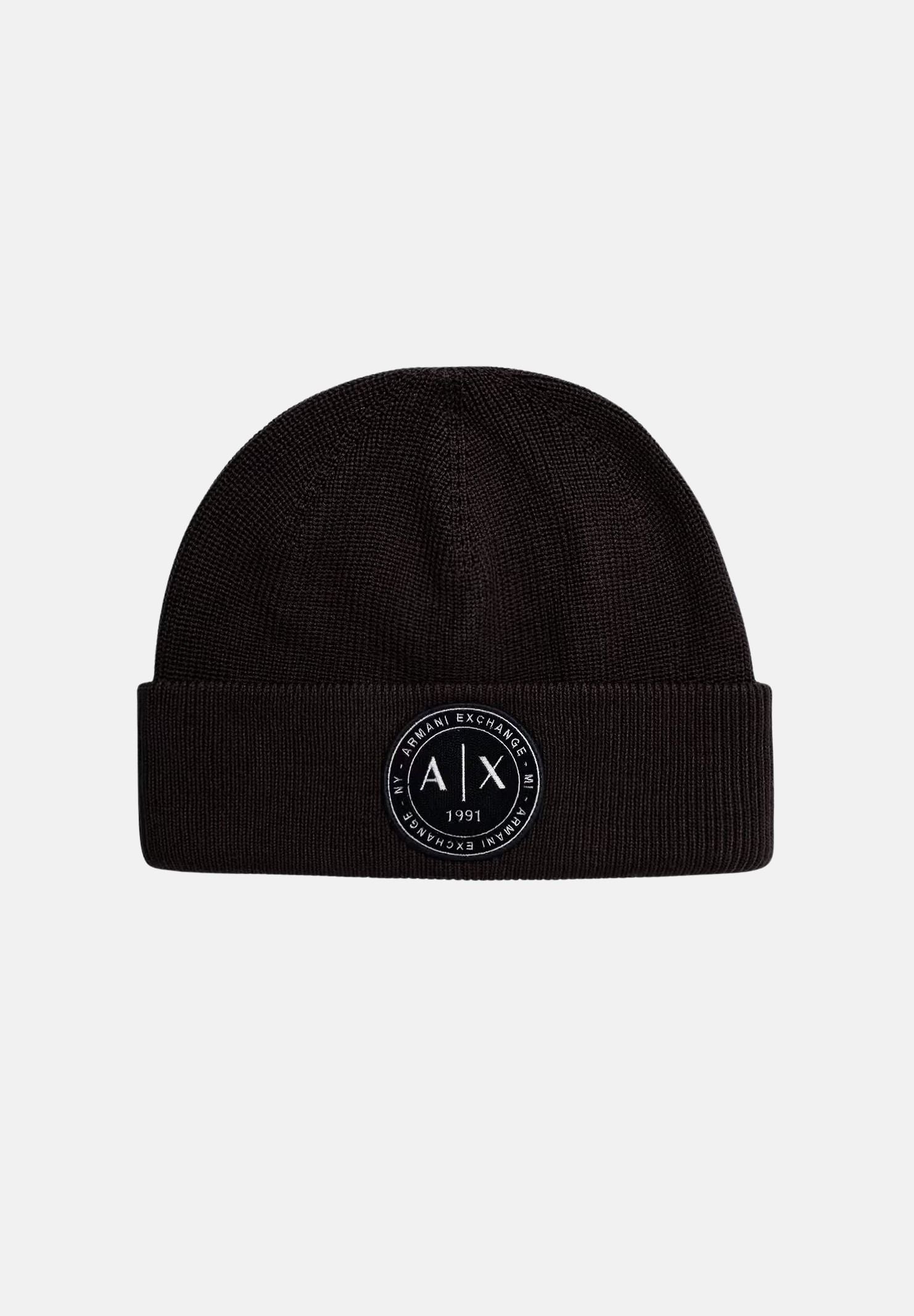ARMANI EXCHANGE Berretto di lana marrone per uomo e donna con risvolto e patch circolare logata XM003123AF10348 U8128 ARMANI EXCHANGE 