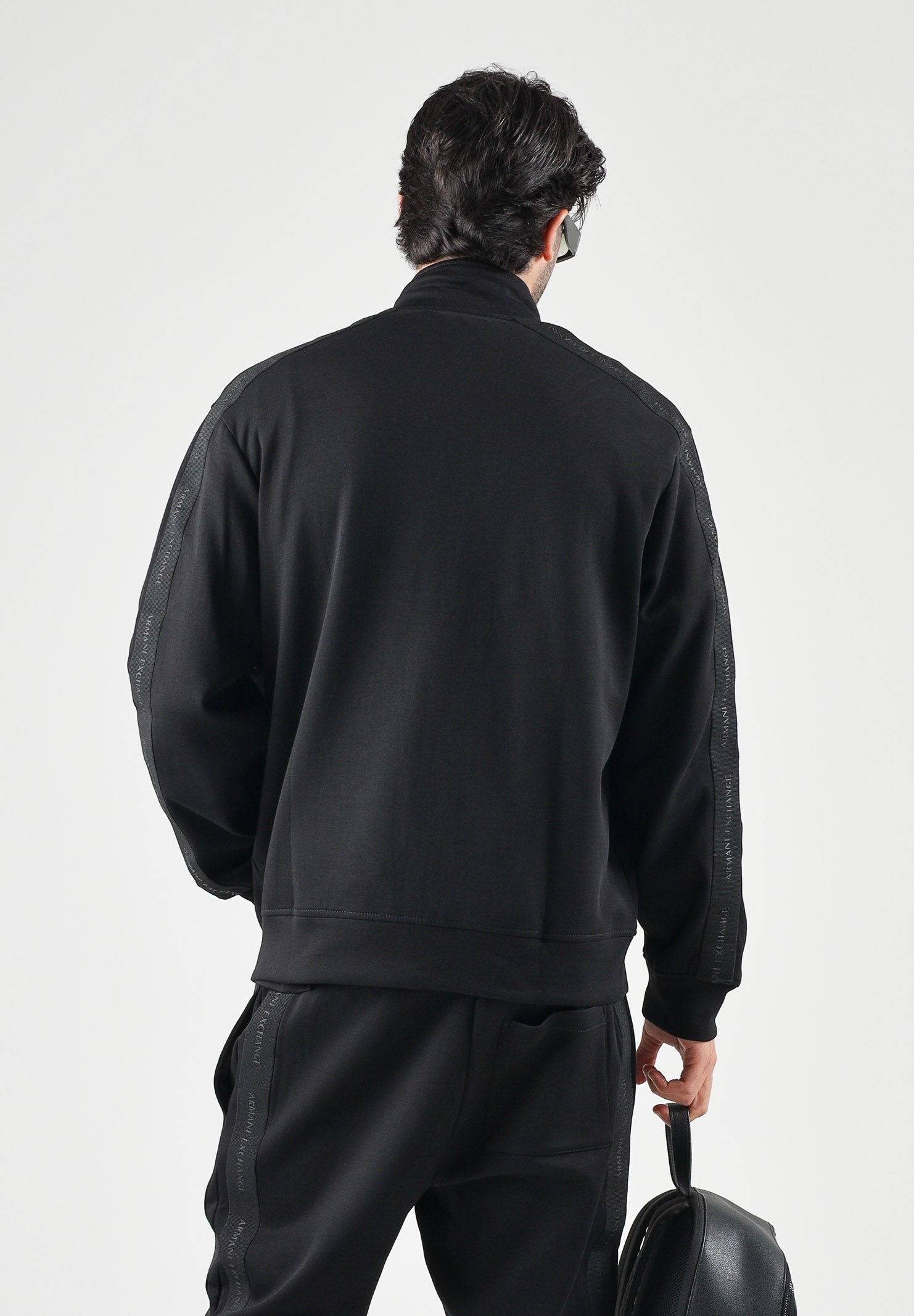 ARMANI EXCHANGE Felpa con zip nera da uomo con collo alto in tinta unita XM003144AF13047 UC001 ARMANI EXCHANGE 