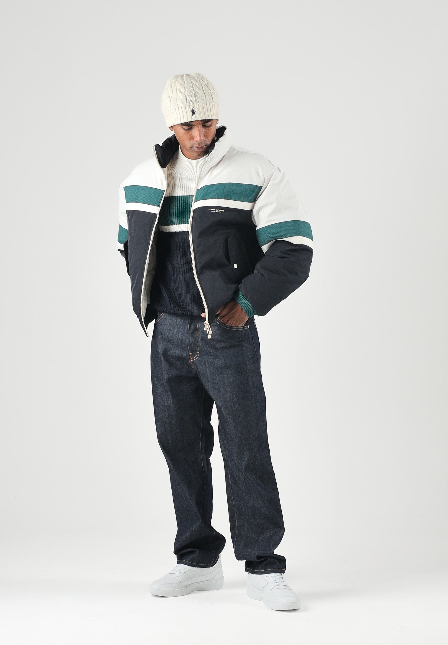 ARMANI EXCHANGE Giubbotto COLORBLOCK deep navy-blu per uomo con collo alto e chiusura a zip. XM003314AF27299 MB764 ARMANI EXCHANGE 