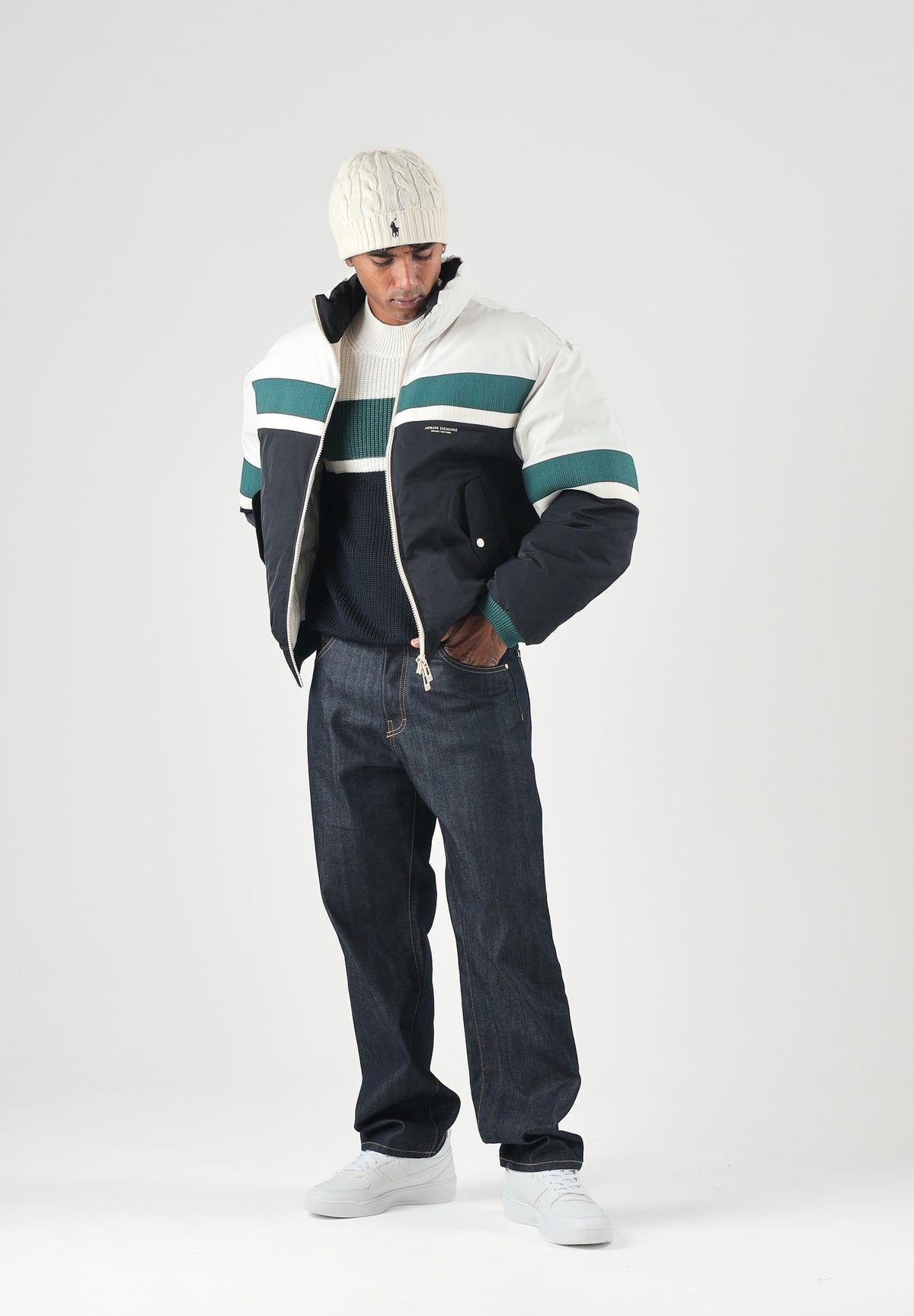 ARMANI EXCHANGE Giubbotto COLORBLOCK deep navy-blu per uomo con collo alto e chiusura a zip. XM003314AF27299 MB764 ARMANI EXCHANGE 