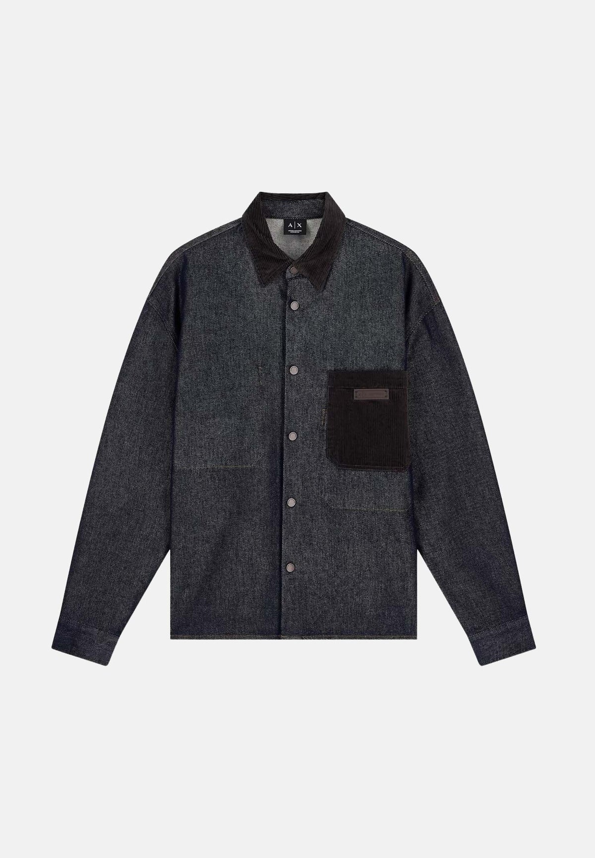 ARMANI EXCHANGE Camicia OVERSHIRT IN DENIM blue per uomo con colletto classico e tasca sul petto a contrasto. XM003402AF27235 MB001 ARMANI EXCHANGE 