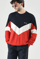 ARMANI EXCHANGE Maglione COLORBLOCK girocollo deep navy per uomo con motivo geometrico a chevron. XM003561AF18754 MB788 ARMANI EXCHANGE 