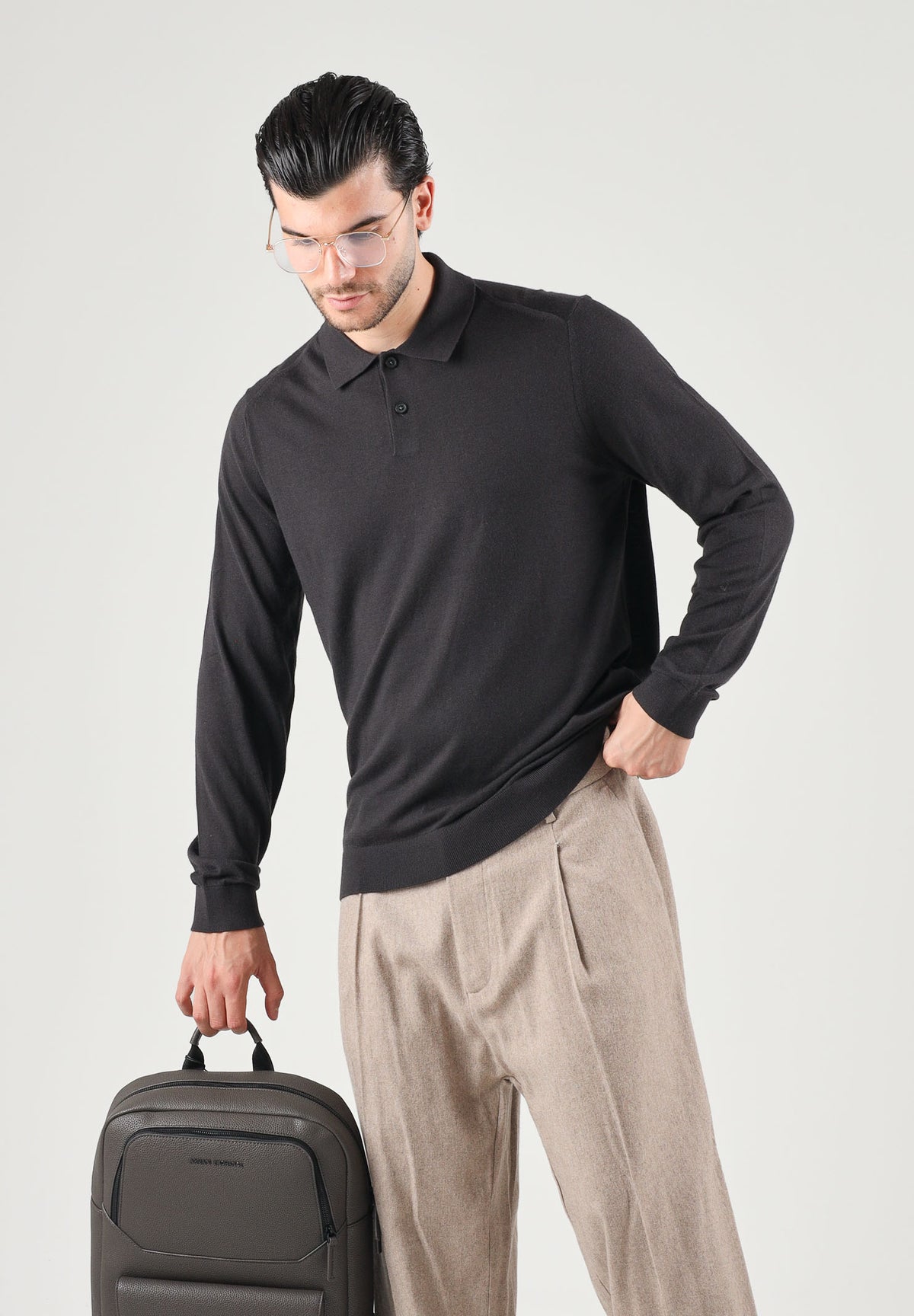 ARMANI EXCHANGE Polo marrone per uomo con colletto classico a costine e abbottonatura parziale XM003569AF28778 U8128 ARMANI EXCHANGE 