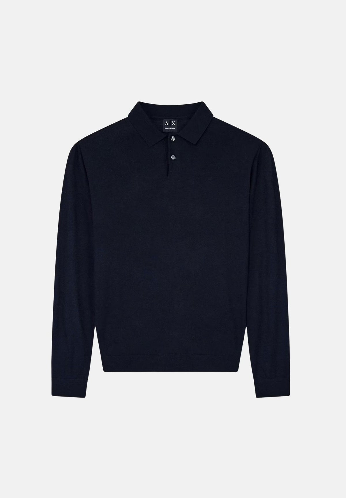 ARMANI EXCHANGE Polo manica lunga deep navy-blu per uomo con colletto a costine e chiusura a bottoni. XM003569AF28778 UB101 ARMANI EXCHANGE 