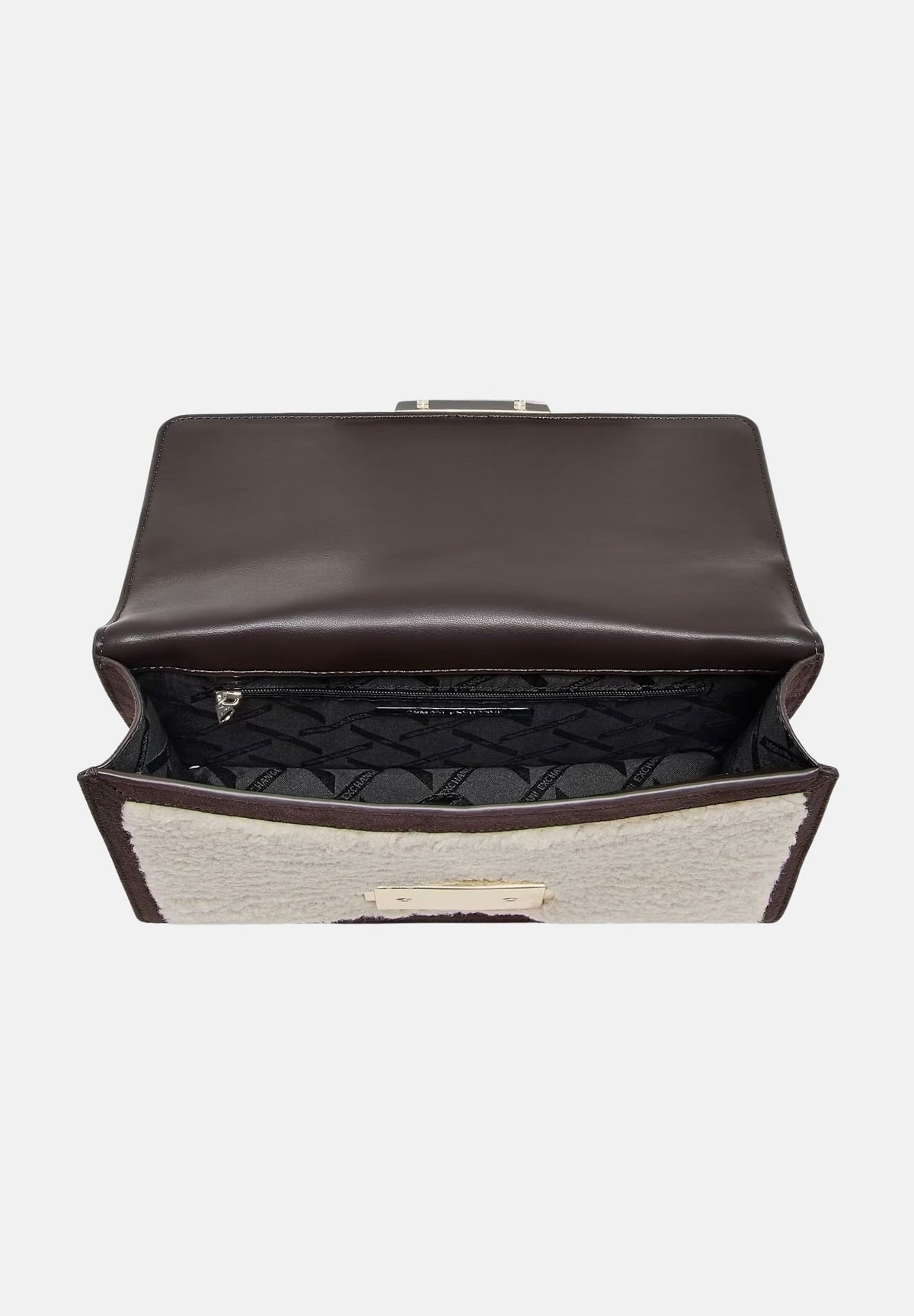 ARMANI EXCHANGE Borsa a tracolla marrone per donna con profili in ecopelliccia e chiusura a patta. XW000070AF28295 M6027 ARMANI EXCHANGE 