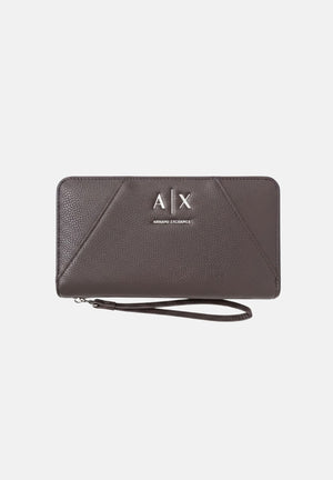 ARMANI EXCHANGE Portafogli marrone da donna con chiusura a zip perimetrale e laccetto da polso XW000359AF26569 U6032 ARMANI EXCHANGE 