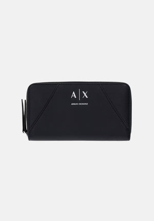 ARMANI EXCHANGE Portafogli nero da donna con chiusura a zip perimetrale e logo metallico XW000359AF26569 UC001 ARMANI EXCHANGE 