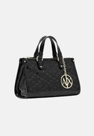 ARMANI EXCHANGE Borsa a mano nera da donna con stampa logo all-over e charm circolare dorato XW000928AF26968 UC001 ARMANI EXCHANGE 