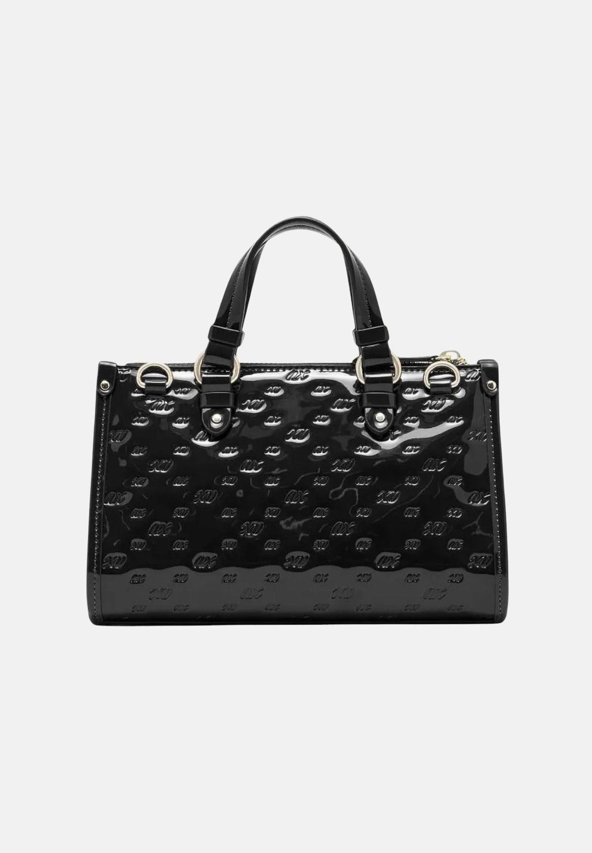 ARMANI EXCHANGE Borsa a mano nera da donna con finitura lucida testurizzata e charm logo pendente. XW000928AF26968 UC001 ARMANI EXCHANGE 
