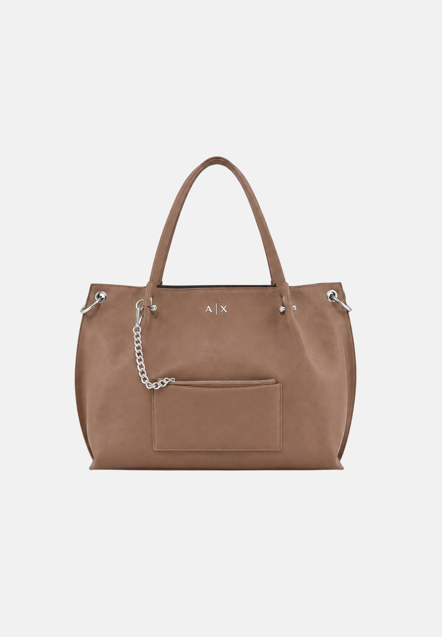 ARMANI EXCHANGE Shopper a mano marionette marrone da donna con doppi manici, tracolla removibile e tasca frontale XW001211AF15625 U6186 ARMANI EXCHANGE 