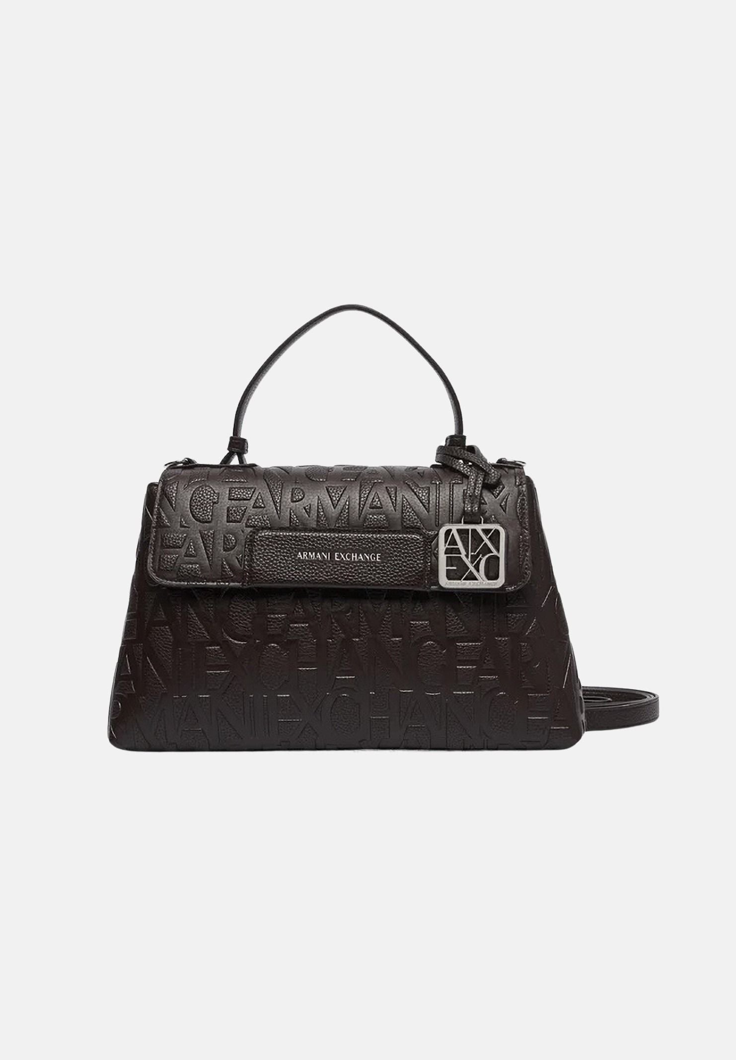 ARMANI EXCHANGE Borsa a mano antagonist-marrone scuro da donna con logo all-over XW001223AF15774 U6032 ARMANI EXCHANGE 