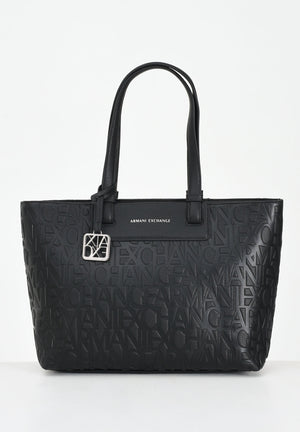 ARMANI EXCHANGE Shopper a mano tote bag nera per donna con doppi manici e ciondolo logo. XW001481AF15774 UC001 ARMANI EXCHANGE 