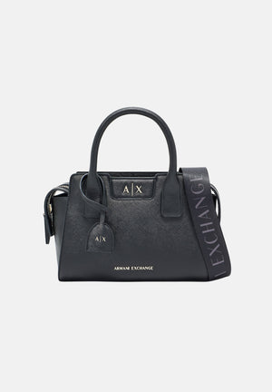 ARMANI EXCHANGE Borsa a mano nero per donna con doppi manici e tracolla logata. XW002159AF26570 UC001 ARMANI EXCHANGE 
