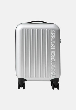 ARMANI EXCHANGE Trolley silver agento da donna con superficie scanalata rigida e ruote multidirezionali XW002233AF30338 M8104 ARMANI EXCHANGE 