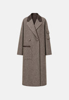 ARMANI EXCHANGE Cappotto lungo marrone da donna con colletto a contrasto in velluto e tasche applicate XW002451AF26075 F6044 ARMANI EXCHANGE 
