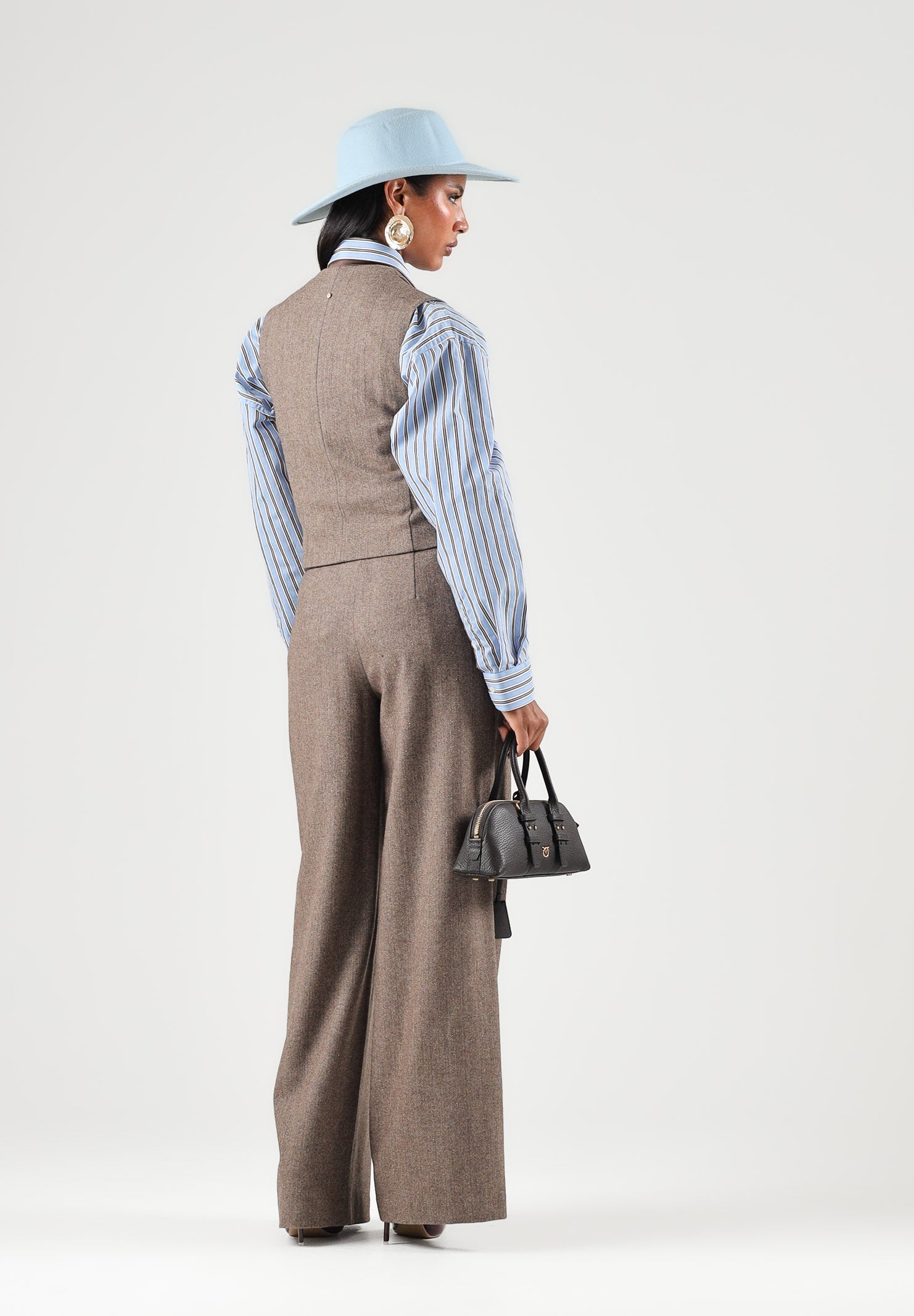 ARMANI EXCHANGE Pantaloni sartoriali antagonist-grigi per donna con pince e vita alta. XW002479AF26078 F6044 ARMANI EXCHANGE 