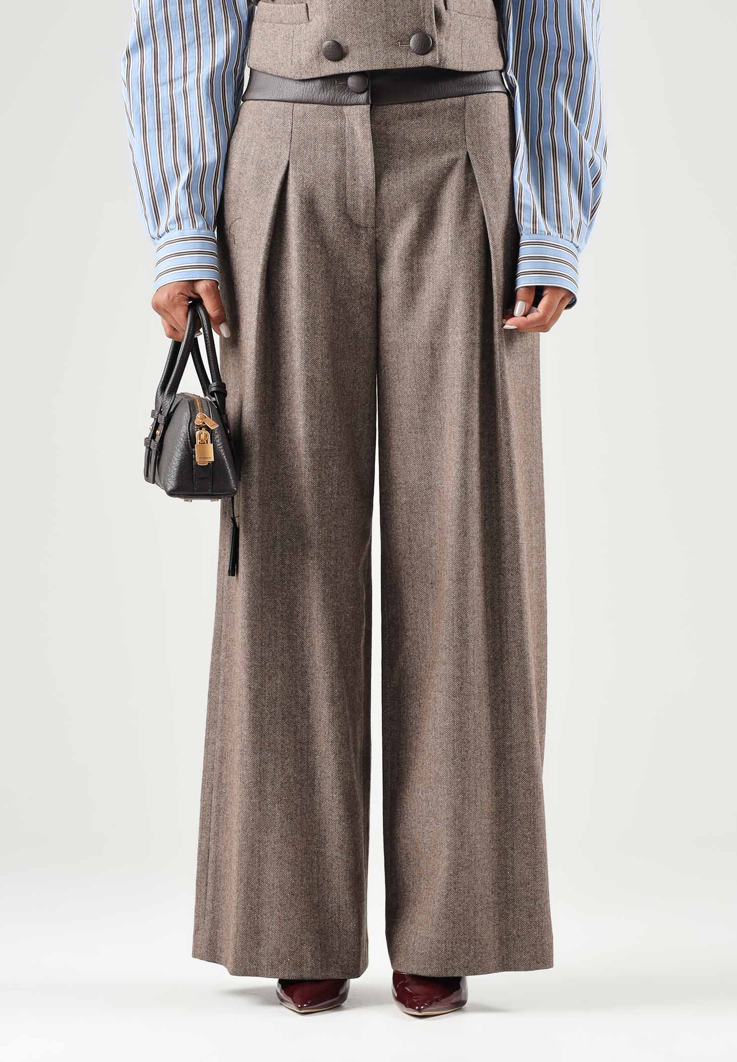 ARMANI EXCHANGE Pantaloni sartoriali antagonist-grigi per donna con pince e vita alta. XW002479AF26078 F6044 ARMANI EXCHANGE 