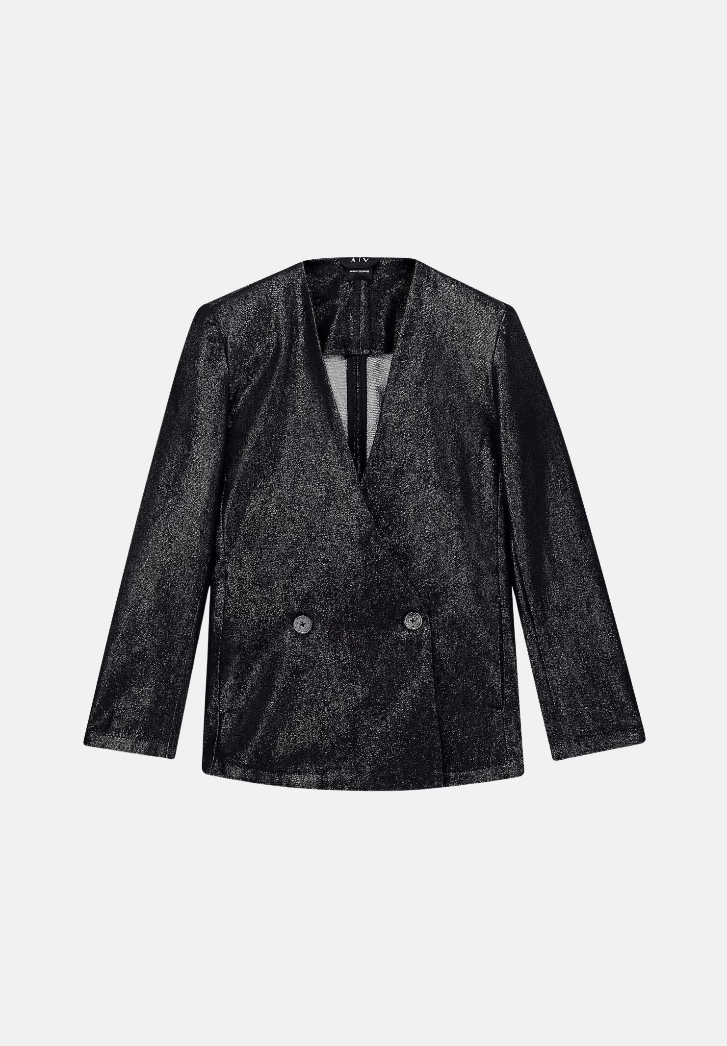 ARMANI EXCHANGE Giacca monopetto nera da donna con finitura leggermente lucida XW002508AF25774 MC002 ARMANI EXCHANGE 