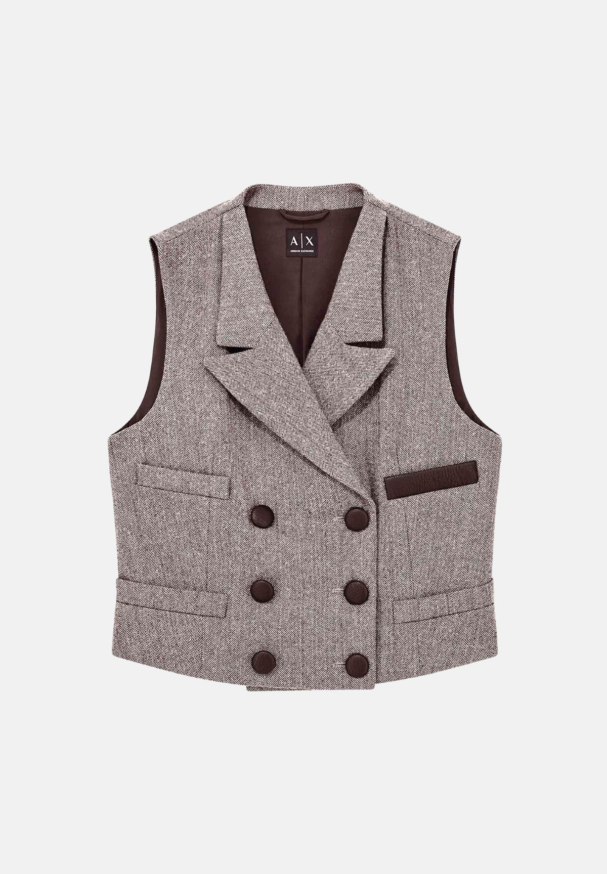 ARMANI EXCHANGE Gilet sartoriale antagonist-grigio da donna con scollo a V e doppiopetto. XW002509AF26078 F6044 ARMANI EXCHANGE 