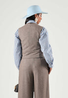ARMANI EXCHANGE Gilet sartoriale antagonist-grigio da donna con scollo a V e doppiopetto. XW002509AF26078 F6044 ARMANI EXCHANGE 