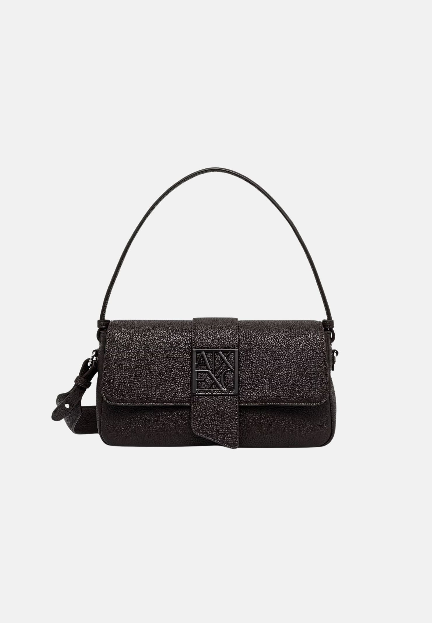 ARMANI EXCHANGE Borsa a spalla antagonist marrone da donna con tracolla regolabile e fibbia con logo geometrico XW002592AF11902 U6032 ARMANI EXCHANGE 