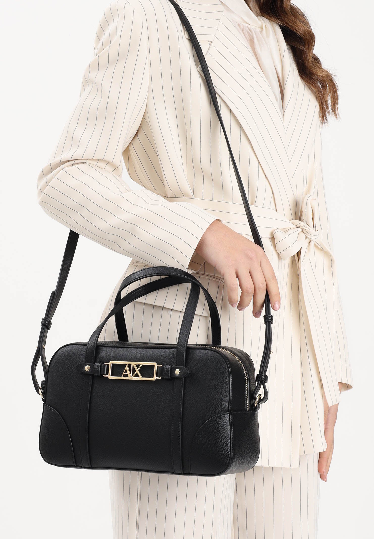 ARMANI EXCHANGE Borsa a mano nera da donna con fibbia logo XW002610AF15632 UC010 ARMANI EXCHANGE 